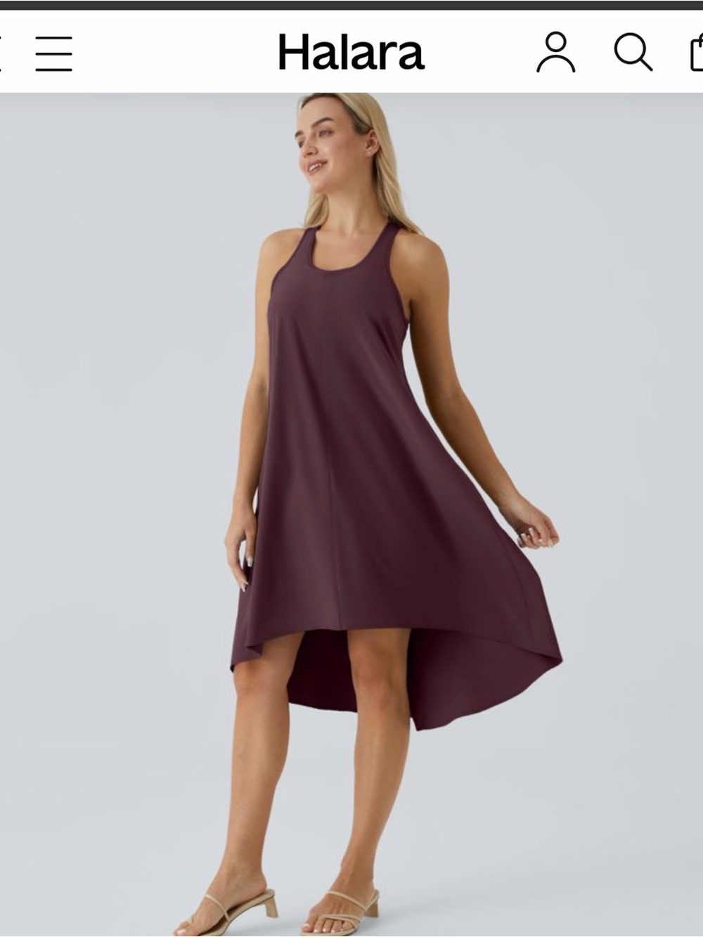 HALARA Plum Racerback Hi‑Low Dress